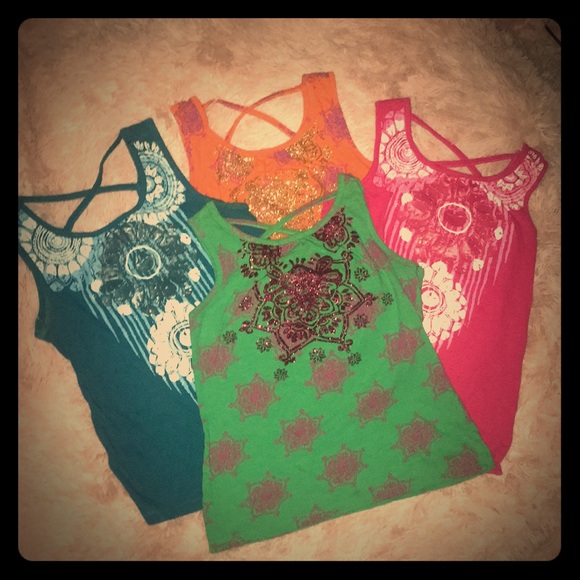 Arizona Jean Company Other - Summer Ready 4 Piece Bundle of Girl's Vibrant Boho Print Tank Tops
